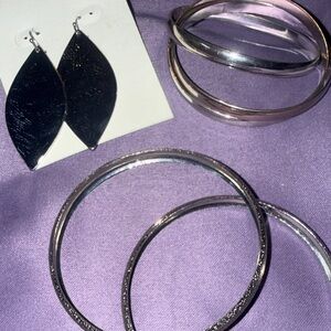 NYC Silver and Black Leaf Earrings